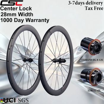 Juego de ruedas de carbono para bicicleta de gravel CSC 700C, con bloqueo central, freno de disco, ancho de buje 28 mm, profundidad 35/38/45/50/58 mm, juego de ruedas de carbono para carretera UCI.