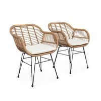 sillon de resina de bambu y efecto metalico set de 2