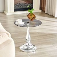 mesa auxiliar - mueble para salon - vidrio y metal - plata 50x50x515cm