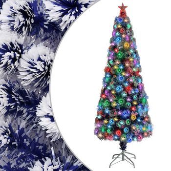 Árbol De Navidad | Decoraciones De Navidad Con Luces Fibra Óptica Blanco Y Azul 210 Cm Cfw256909