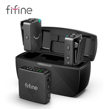 Micrófono Lavalier Inalámbrico FIFINE M9, Paquete de 2 Micrófonos de Solapa Inalámbricos para Grabación de Vlogs, Compatible con iPhone/Android/Cámara/Laptop
