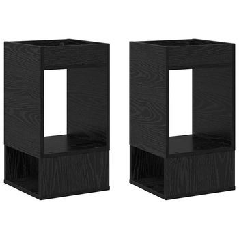 2 Piezas Mesa Auxiliar | Mesa De Apoyo Roble Negro 30 X 30 X 56 Cm