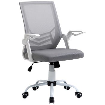 Vinsetto Silla de Oficina Ergonómica Silla Escritorio Giratoria con Altura Ajustable Reposabrazos Abatible Transpirable    Aosom España