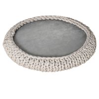 pawhut colchon para perros y gatos redonda elevada y lavable en algodon pp cojin relleno 93x15 cm gris   aosom espana