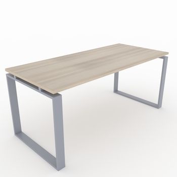 Mesa/escritorio Para Teletrabajo, Oficina Y Hogar. Estructura Cerrada Color Gris Plata. Tablero Color Haya. Fabricado En España. (180x80cm).