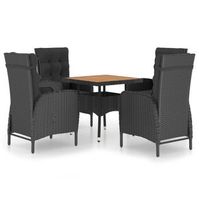 comedor de jardin 5 pzas ratan sintetico y madera acacia negro vidaxl