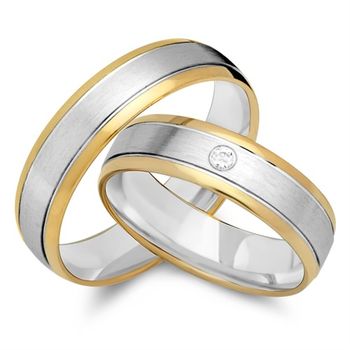 Alianzas 18 quilates oro blanco amarillo con diamante