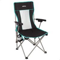 silla plegable camping respaldo alto de rejilla 48x48x102 cm negra