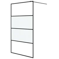 mampara de ducha vidrio esg semiesmerilado negro 115x195 cm vidaxl