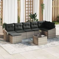 juego de sofa de jardin de 7 piezas con cojines de ratan sintetico negro v4052 unico  gris