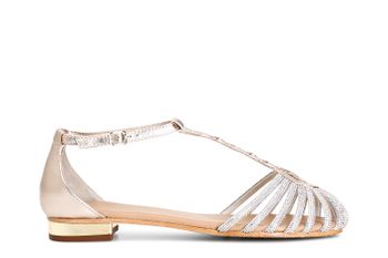 sandalias de piel con pedrería mignon light gold