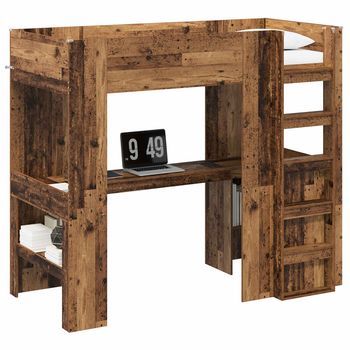 Estructura De Litera Con Escritorio Madera Vieja 100 X 200 Cm Vidaxl