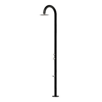 Ducha Negra Y Acero Inoxidable Aisi 316l Para Piscina Con Mezclador Y Lavapies