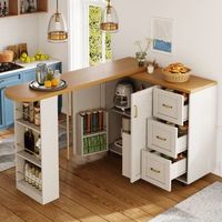 carrito bar extensible de 135 a 228 cm tablero efecto madera y ruedas