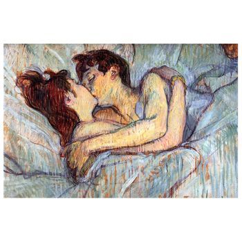 Legendarte - Cuadro Lienzo, Impresión Digital - En La Cama: El Beso - Henri De Toulouse-lautrec - Decoración Pared Cm. 60x90
