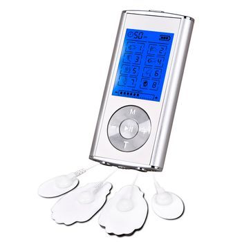 Ems Electroestimulador Muscular Mhd-8 Portátil. 8 Modos, 10 Intensidades Y 2 Canales Duales. Tamaño Compacto, Batería Recargable. 4,5x0,6x8,5 Cm. Color: Plata