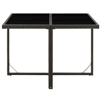 Mesa De Jardín | Mesa De Exterior Ratán Sintético Y Vidrio Negra 109x107x74 Cm