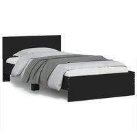 estructura cama con cabecero madera ingenieria negro 100x200 cm