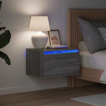 Mesita De Noche De Pared - Mueble Para Dormitorio - Madera De Ingeniería - Gris Sonoma (50x36x30cm)
