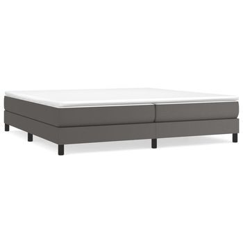 Cama Matrimonial | Cama Para Adulto | Estructura De Cama Con Somier Cuero Sintético Gris 200x200 Cm