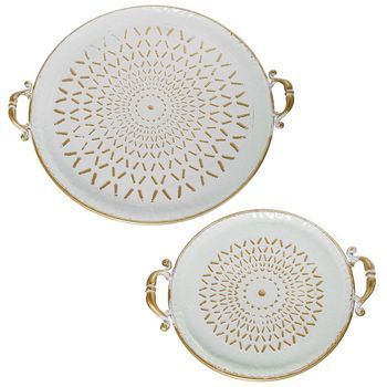 Set 2 Bandejas Dorado Y Blanco
