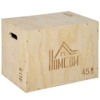 homcom cajon de salto de madera 3 en 1 con 2 mango hueco carga 120 kg para casa oficina gimnasia 45x40x60 cm madera natural