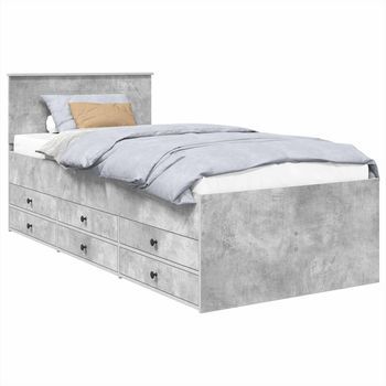 Sofá Cama Con Cajón Manual Gris Concreto Y Negro 70 X 190 Cm Vidaxl