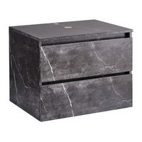 mueble de pared para bano suspendido 2 cajones 60 x 47 cm efecto marmol negro serra
