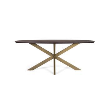 Mesa De Comedor Ovalada En Madera De Acacia Y Patas De Metal 200 Cm