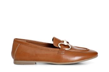 mocasines de piel para mujer con bocado de caballo. tan 38