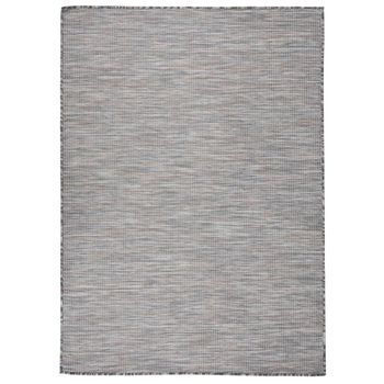 Alfombra De Exterior De Tejido Plano Marrón Y Azul 200x280 Cm Vidaxl