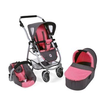 Cochecito De Muñecas 3 In 1'emotion, Gris-pink