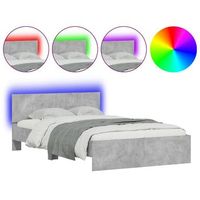 estructura de cama cabecero y luces led gris hormigon 120x200cm vidaxl