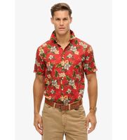 superdry para hombre m4010947a camisa con estampado hawaiano rojo xl casual modal manga corta