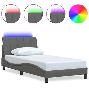 Estructura De Cama Sin Colchón Hanko Tela Gris Oscuro 90x200 Cm Vidaxl
