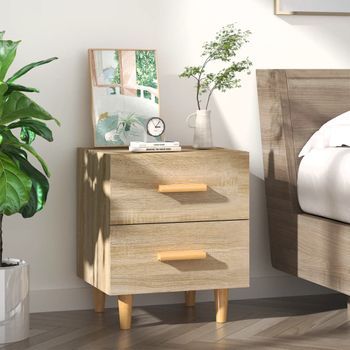Mesita De Noche | Mesa Auxiliar | Mesilla Color Roble Sonoma 40x35x47,5 Cm Cfw80347