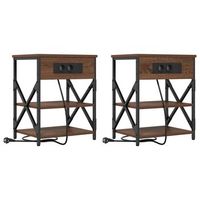 pack 2 uds mesita de noche  armario de noche  mesa de noche con estante roble marron 41 x 31 x 51 cm