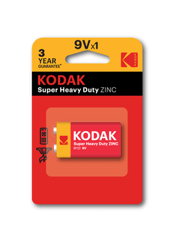 PILAS 9V KODAK EXTRA HEAVY DUTY ZINC 9V 1 UNIDAD 250 mAh 1.5V (ecotasas incluidas)