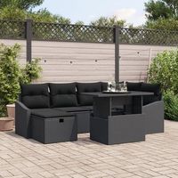 juego de sofas de jardin  de 7 piezas con cojines negro poliratan v2911 unico  negro