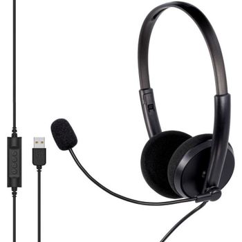 Auriculares Mozos MTX1091ECO con cable USB para llamadas y control en línea negro