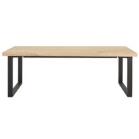 mesa de comedor de roble macizo y acero negro de 220 cm