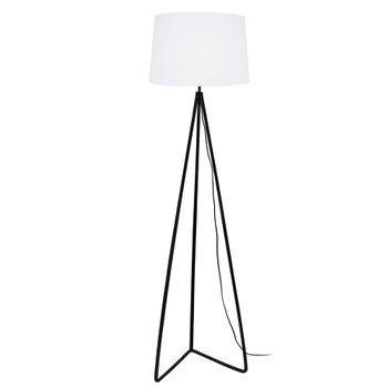 Lámpara de pie metal negro pantalla blanco