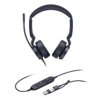 auriculares yealink uh44 dual con cable usb-ca cancelacion de ruido y microfono para oficina negros