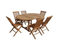 muebles de jardin de teca lombok - mesa redonda extensible - 6 plazas