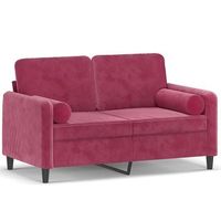 sofa de 2 plazas con cojines terciopelo rojo tinto 120 cm vidaxl