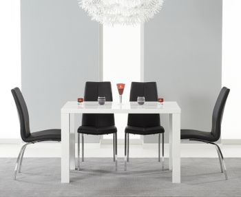 Atlanta 120cm White High Gloss Dining Table with Cavello Chairs