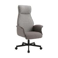 silla de oficina de 49x125x70 cm comoda butaca presidencial con ruedas giratorias fabricada en pu y tela gris