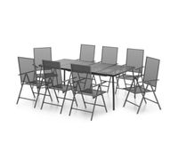 juego de comedor de jardin 9 piezas acero gris antracita