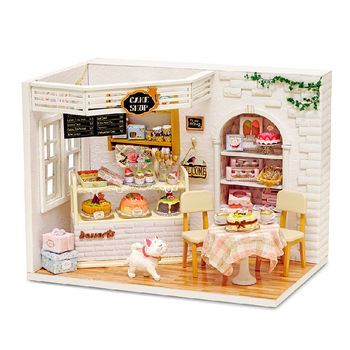 Tienda De Dulces Diario De Las Tartas, Maqueta 3d Realista Con Gran Detalle, Cubierta Antipolvo Y Luces Led. 17,1x11,6x13,1 Cm. Color: Multicolor