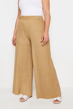 Yours Pantalones Anchos Beige Texturizados, Mujer Curvy Y Tallas Grandes, Yours